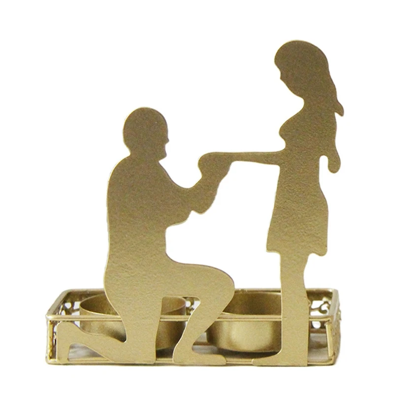 Metal Holder Hug Kiss Couple Candelabra Lovers Valentine's Day Wedding Engagement Anniversary Gift for Lover