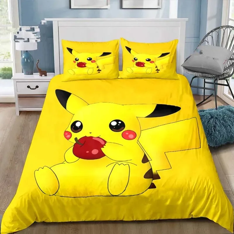 

Pokemon Pikachu Bedding Set 3D Printed Duvet Cover&Pillowcase 2/3 Pcs Single Double Queen King Size Quilt Cover