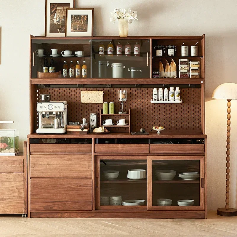Black walnut side cabinet against the wall storage cabinet household solid wood dining room kitchen cabinet