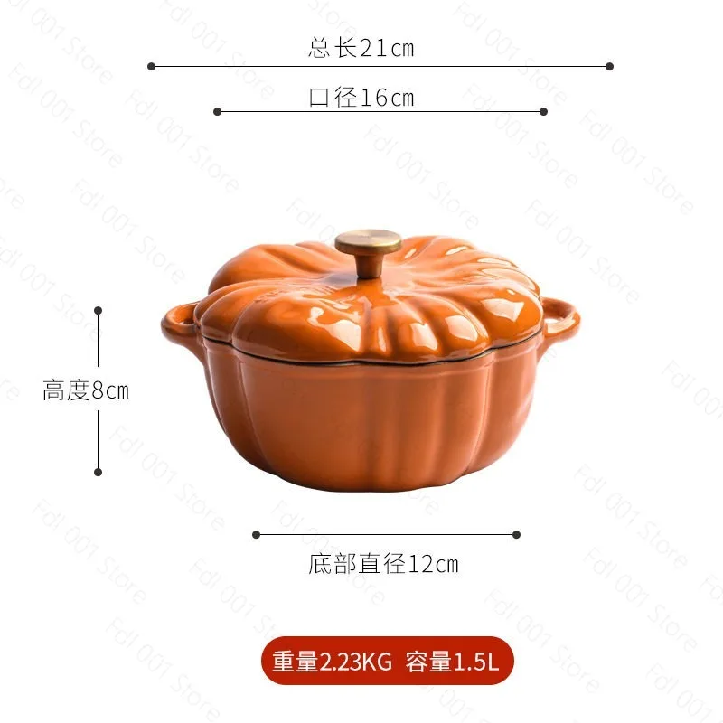 Enameled Cast Iron Pumpkin Pot Non Stick Casserole for All Heat Sources