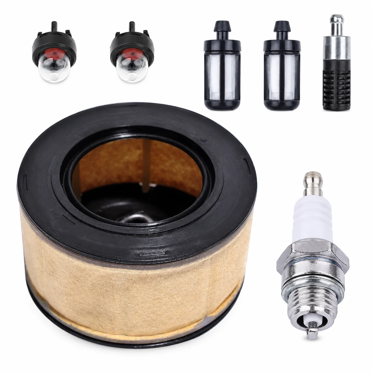 7-teiliges Luftfilter-, Kraftstofffilter-, Zündkerzen-, Ölfilter- und Primerbirnen-Set für Stihl 231 251 271 291 311 391 Kettensäge OEM 1141 120 1600