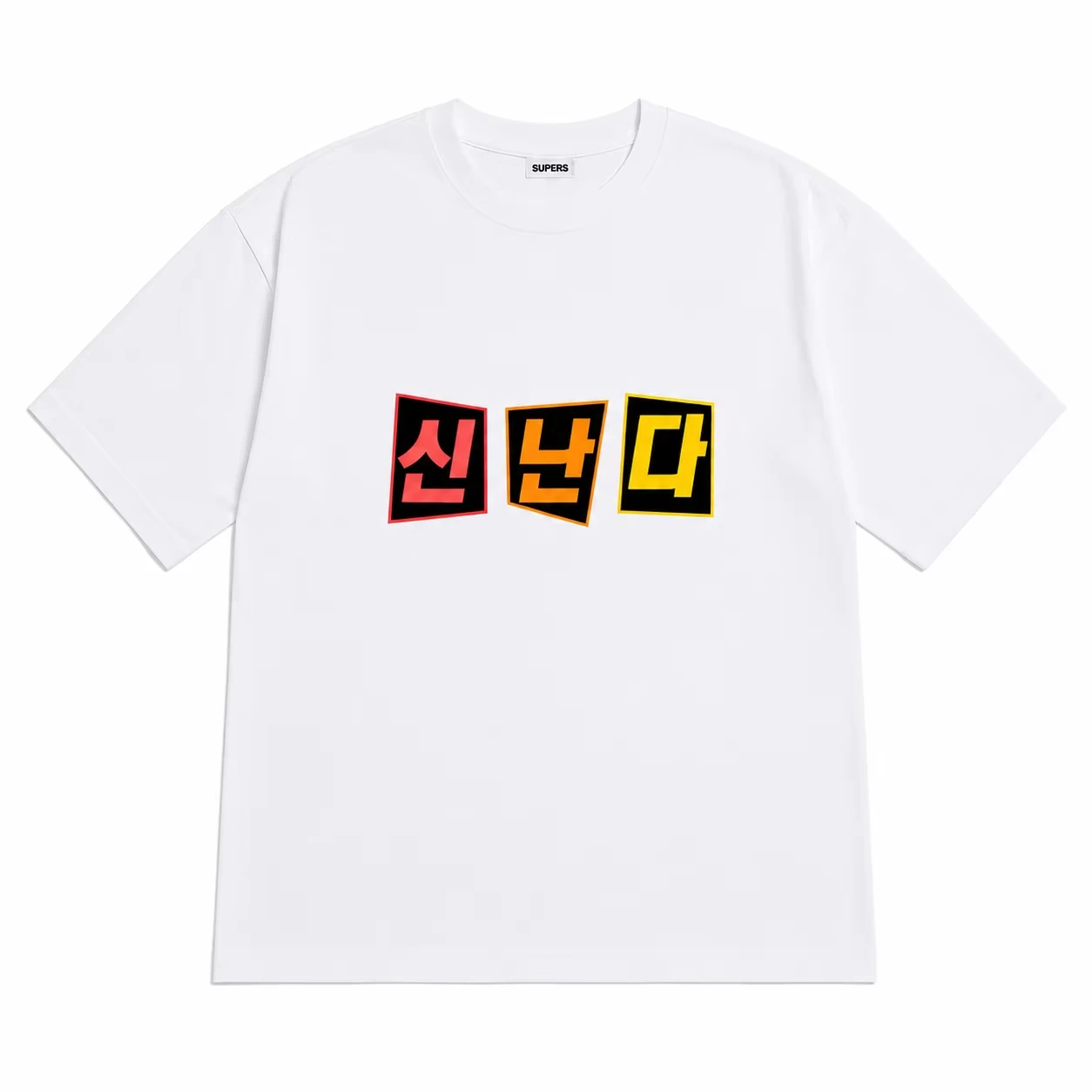 White Short Sleeved T-shirt with Fun Korean Text Combination Illustration Round Neck Kawaii Y2k Women Tops Versatile Summer Tees