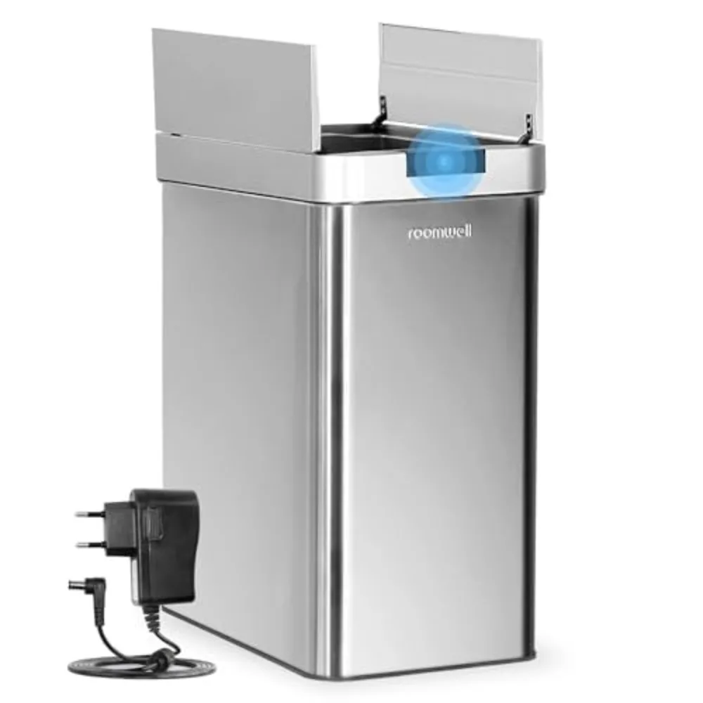 

Automatic Trash Can Kitchen 13+ Gallon - Stainless Steel Garbage Can Touchless with Motion Sensor Lid and Infrared Light with AC