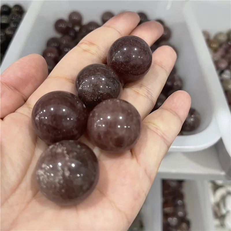 100pcs high quality natural polished red crystal strawberry quartz ball