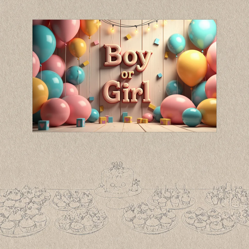 Gender Reveal Backdrop Banner Baby Shower Party Background Balloon Garland Gender Reveal Celebration Event Photo Background