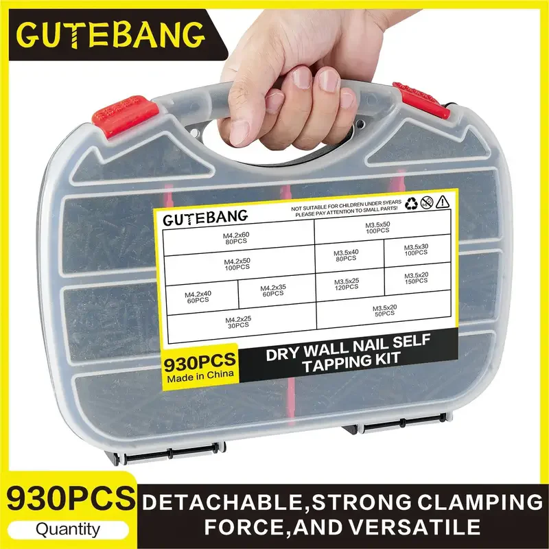 

M3.5 M4.2 Wood Screw Combination Kit, 930 Screw Sets, Short Cabinet Screws, Cross Flat Head Tapping Screws