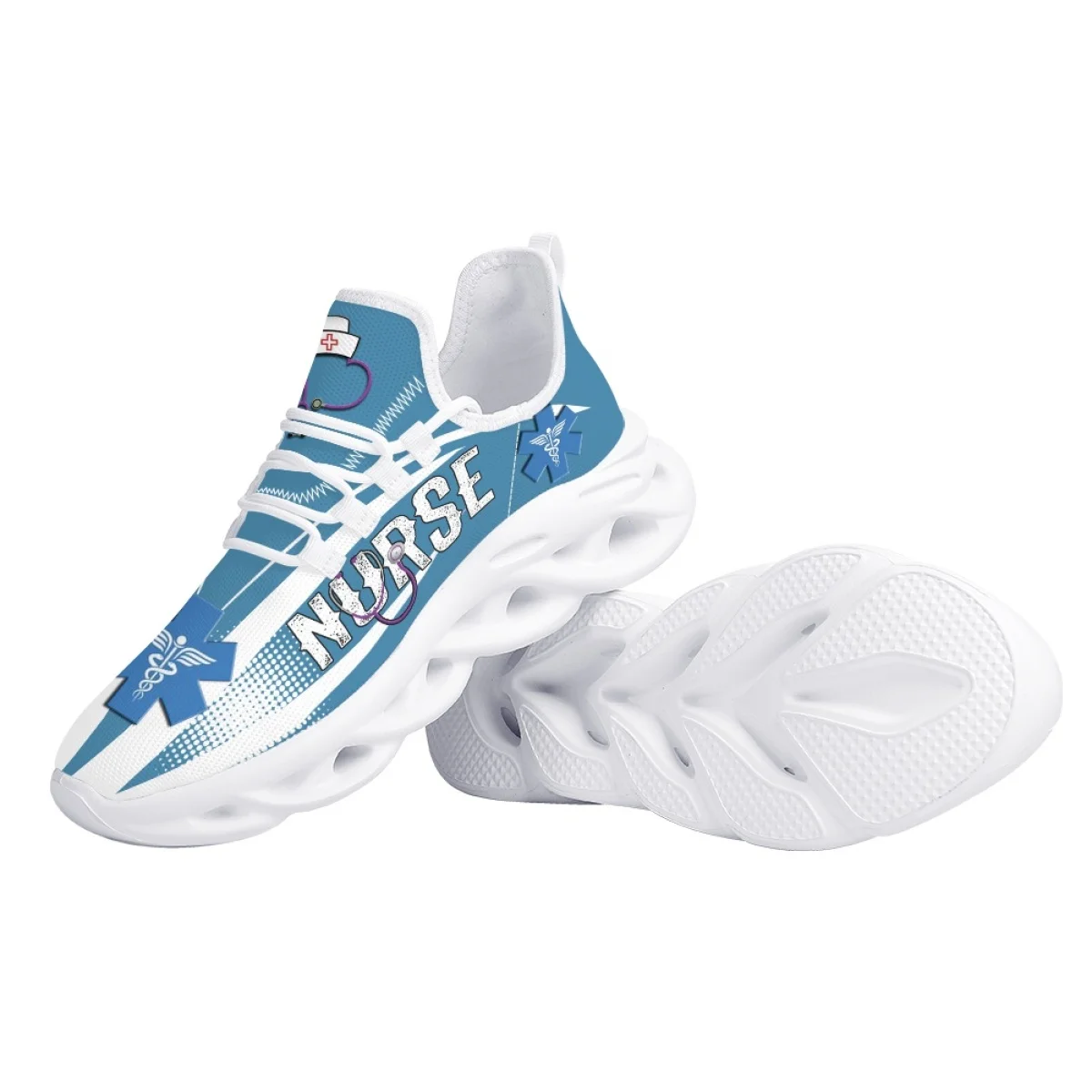 INSTANTARTS Fashion Nurse Shoes Breathable Lace up Mesh Sneakers Paramedic EMT EMS Pattern Platform Sneakers for Women Zapatos