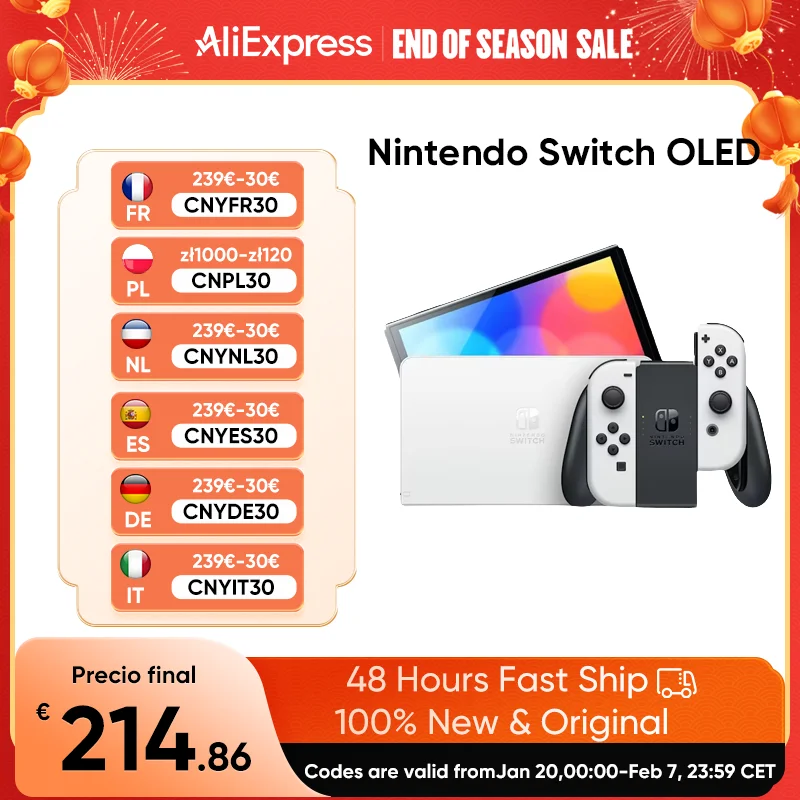 Nintendo Switch OLED Model 7 Inch Screen Joy‑Con Handle Enhanced Audio Adjustable Console Stable TV Mode Video Game