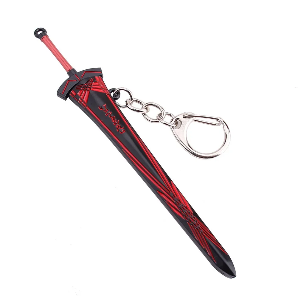 12cm Fate Stay Night Excalibur Model Pendant Keychain for Men Boys Caliburn Metal Enamel Key Ring Anime Fans Car Bag Jewelry