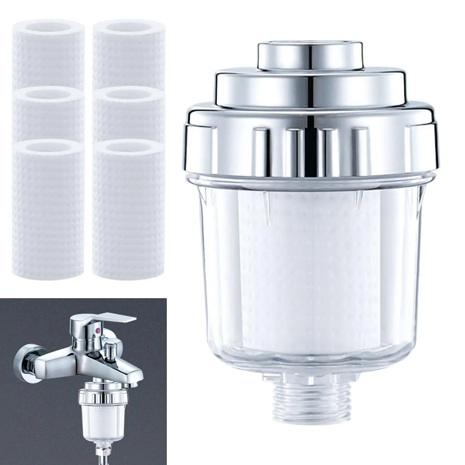 Inline Shower Filter Bath Water Purifier for Kitchen Bathroom Household