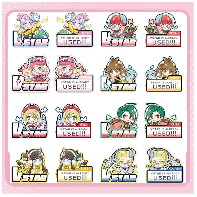

Индикатор Ptcg Iono Irida Elesa для доски Pokemon Vstar, мультяшная аниме, двухсторонняя печатная коллекционная карта, акриловая карта 56X59 мм
