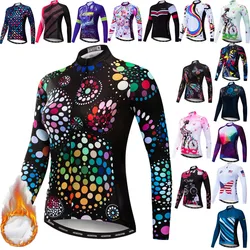 Weimostar Winter Women's Thermal Cycling Jersey Long Sleeve Windproof Bicycle Shirts Warm Bike Clothing Tops Road Cycling Blouse