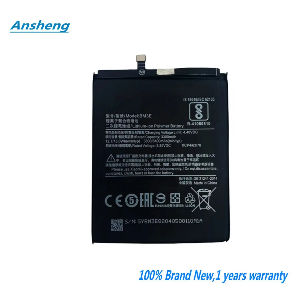 

Original 3.85V 3400mAh BM3E Battery For Xiaomi Mi 8 Mi8 M8 Real Smart Phone