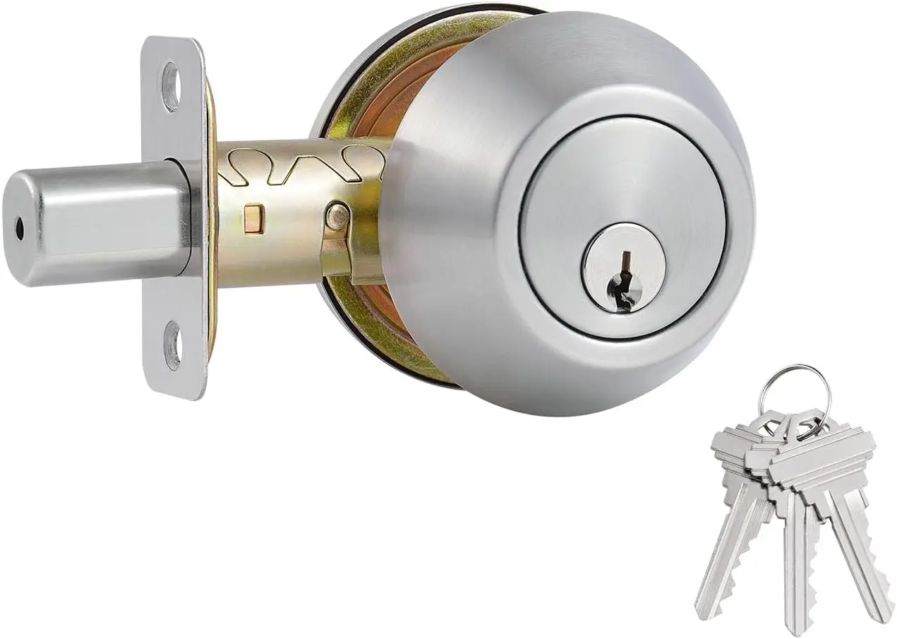 

Single Cylinder Deadbolt Lock with Satin Nickel Finish for Front Entry Doors