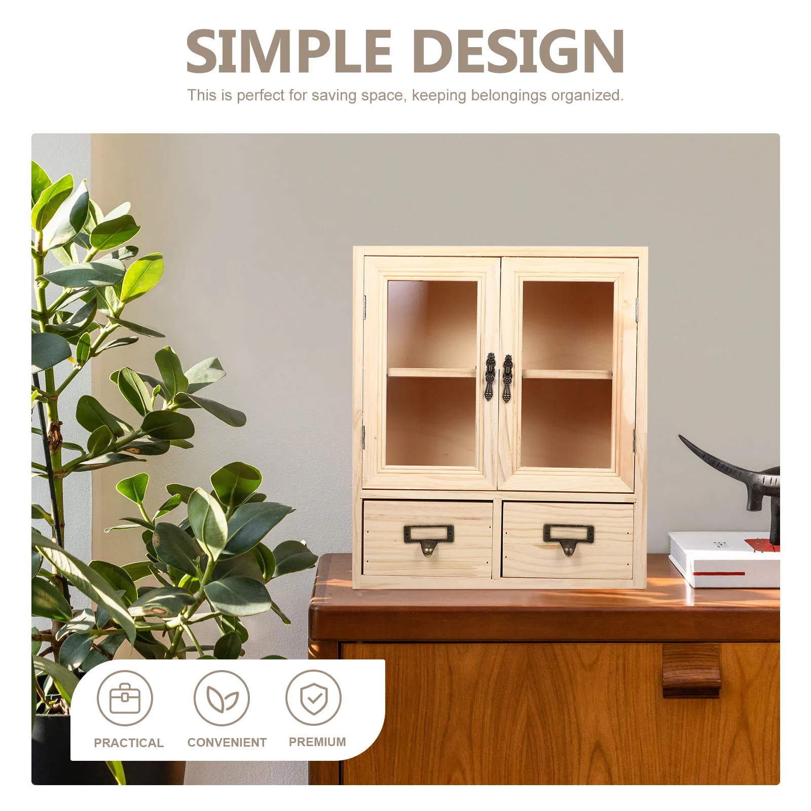 

1pc Vintage Wooden Storage Desktop Organizer Home Office Furniture Small Space-Saving Drawer For Bedroom Bathroom Living Room
