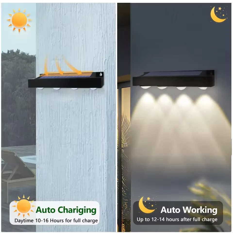 4/6/8 LED Outdoor LED Solar Wall Sign Light Garden Landscape Light Waterproof Bright Solar Address Lights Waterproof Yard Street