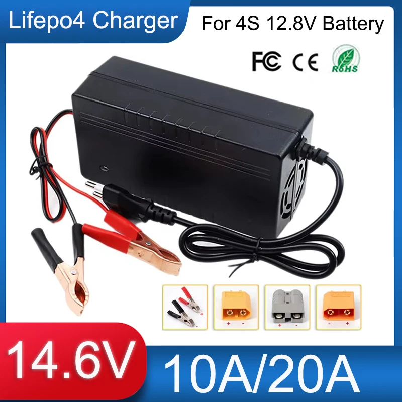 Ładowarka akumulatorów Lifepo4 14,6 V 10 A 20 A Max.300 W do akumulatorów litowo-żelazowych 4S 12 V 12,8 V 14,4 V 50 A 100 A Szybkie ładowanie z