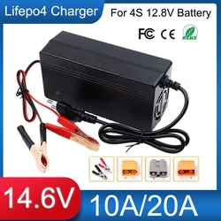 14.6V 10A 20A Lifepo4 Battery Charger Max.300W For 4S 12V 12.8V 14.4V 50A 100A Lithium iron battery pack Fast Charging with Fan