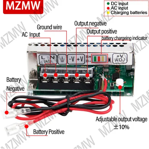 Imagen 2 del producto MZMW UPS/fuente de alimentación conmutada con función de carga SC-35W 60W 120W 180W 12V 24V Monitor 110/220v AC/DC cargador de batería SC-120-12V