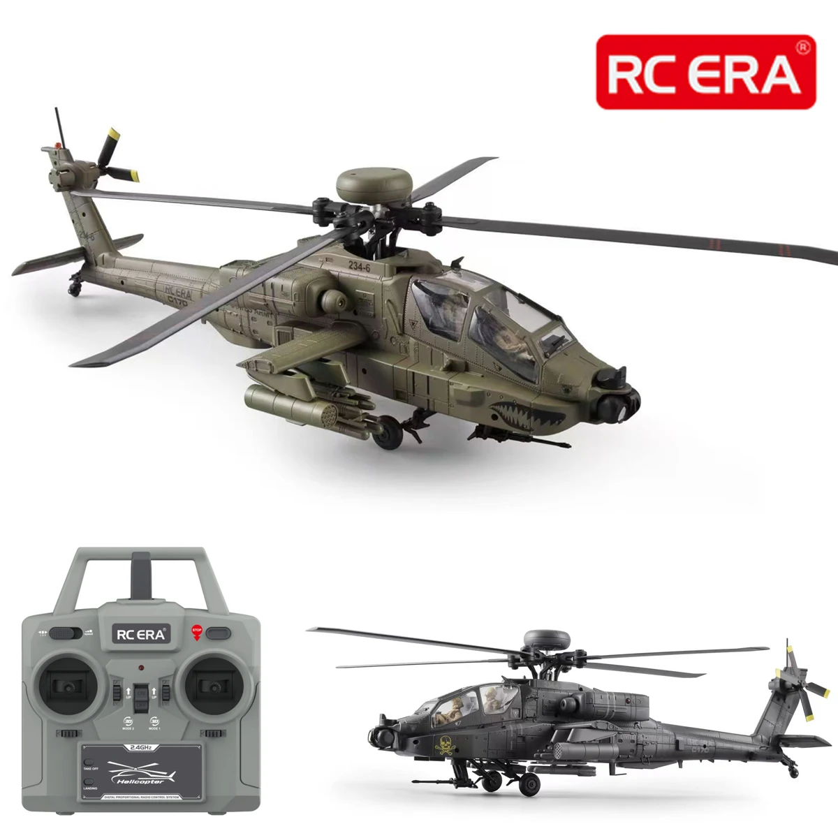 NUEVO Helicóptero RC ERA C170 de 6 Canales con Posicionamiento Óptico, Modelo Apache sin Escobillas, Acrobático y Armado, Juguete RC con Inversión de un Solo Toque