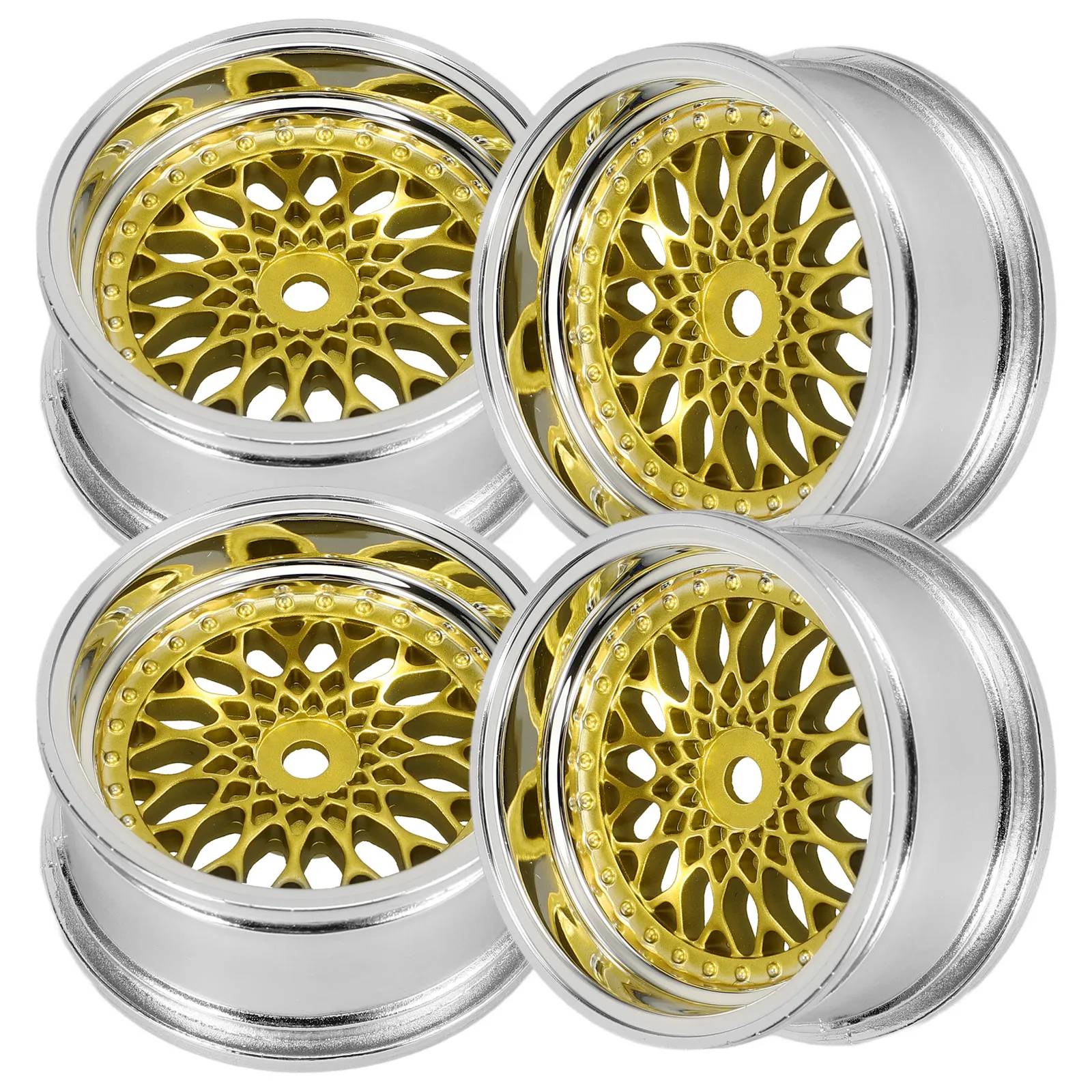 

4Pcs 1:10 Rc Electroplated Wheel Hub Nylon Plastic Replacement Drift Car Rim Small Toy Tires Toy Car Wheel Rim