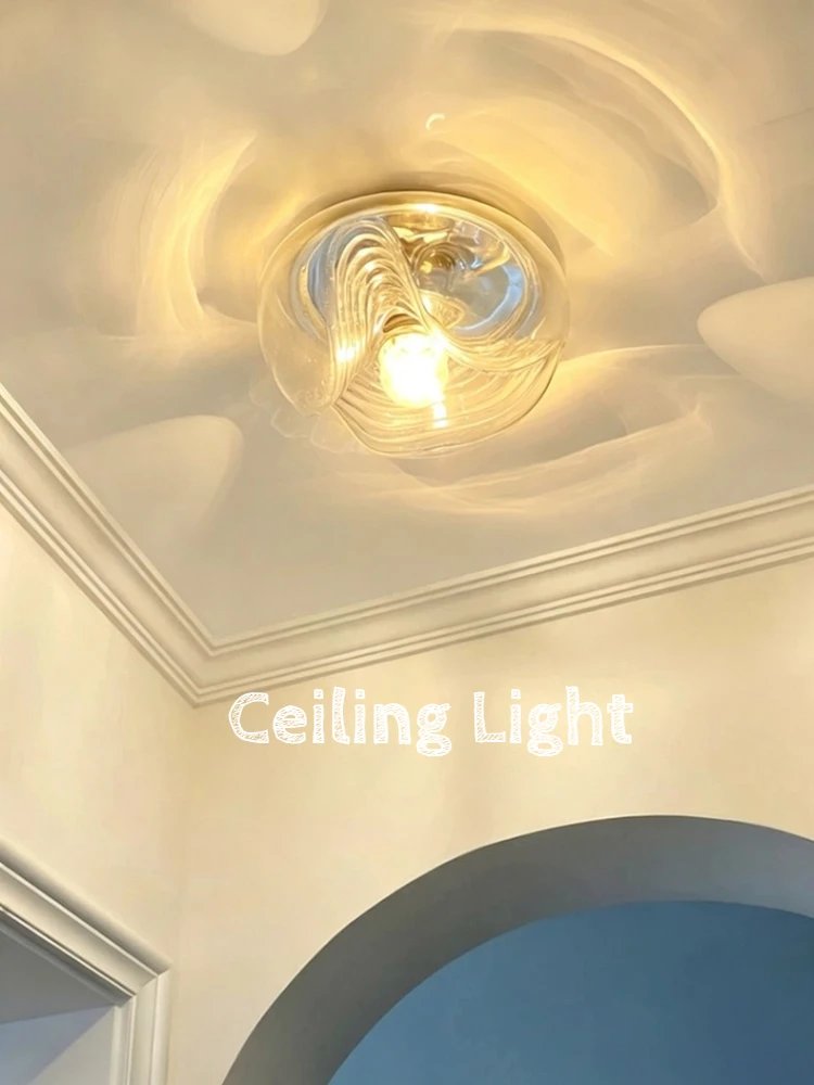 Bauhaus Ceiling Light with Water Ripple LED E27 Glass Wall Lamp Aisle Balcony Entrance Hallway Ceiling Lamps Modern Home lights