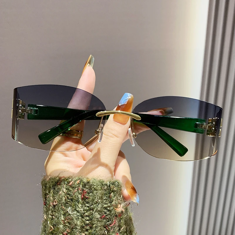 

New Frameless Uv Sunglasses High-end Trendy Glasses Personalized Retro Sunglasses 90301