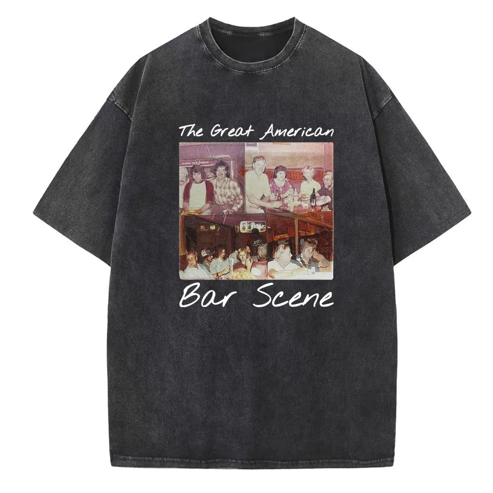 

Zach Bryan The Great American Bar Scene 2024 O-Neck Shirts Harajuku Music Fans Gift Vintage Short Sleeve Summer Regular Unisex