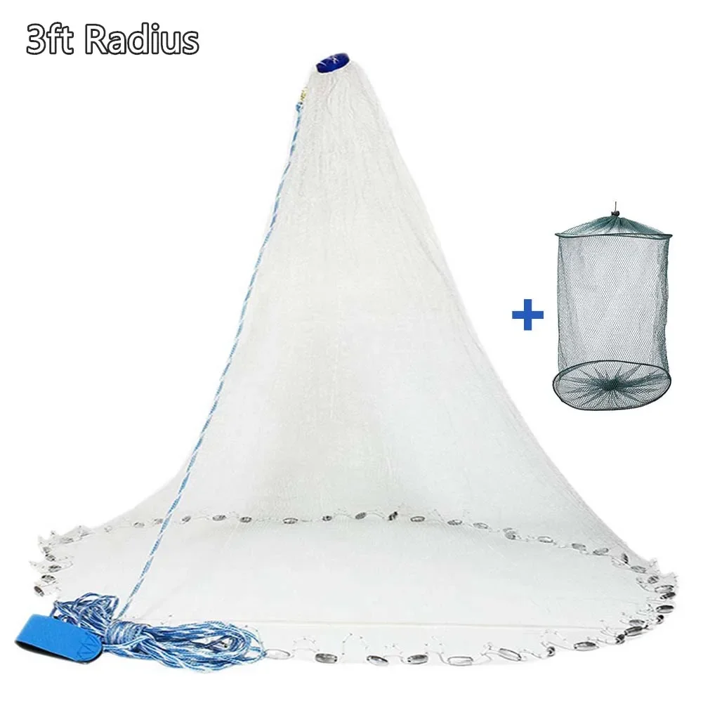 Casting Net 4ft 6ft 8ft Radius Cast Nets USA Saltwater Freshwater Fishing  Net with Ring Easy to Throw Casting Net for Bait Trap - AliExpress 18