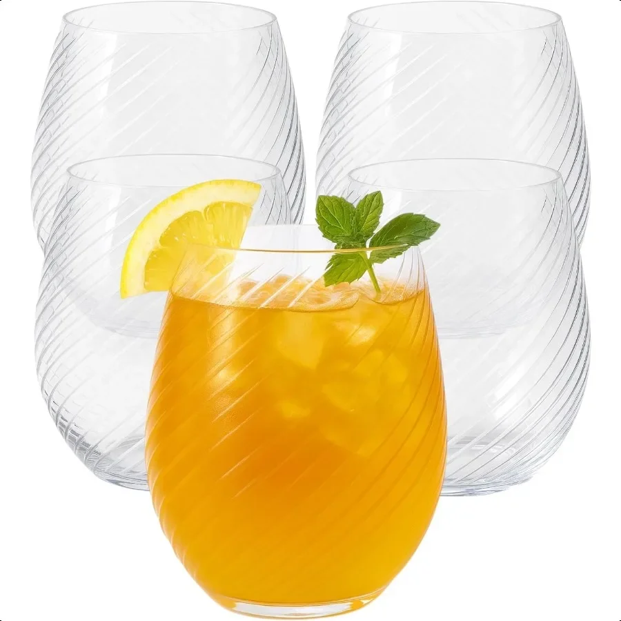 

40 count Origami Ripple Unbreakable Steml Plastic Wine Champagne Whiskey Glasses Elegant Durable Indoor Outdoor Ideal for Home