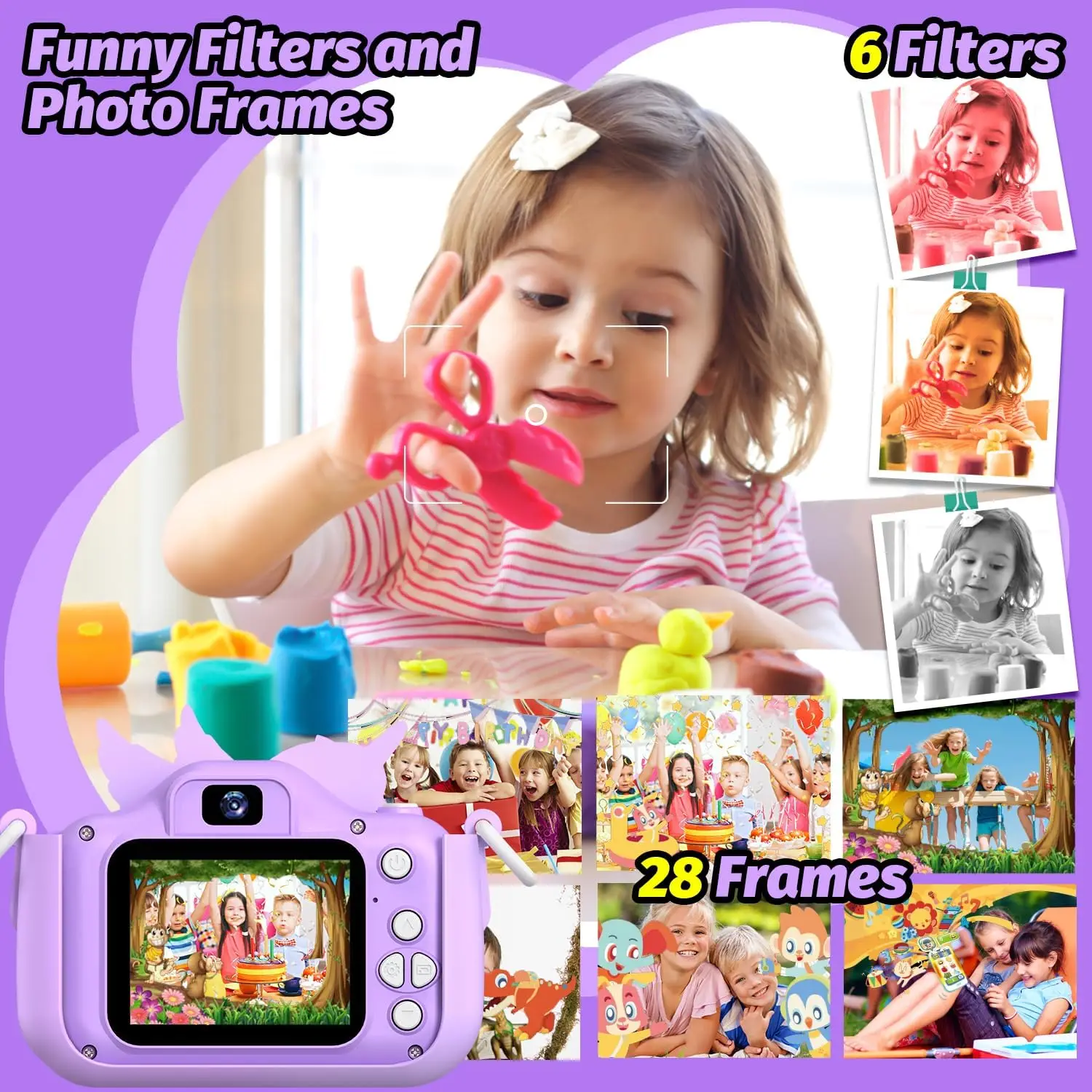 Unicórnio série crianças câmera digital câmera dupla hd 1080p câmera de vídeo brinquedos crianças brinquedo para aniversário/presente de natal