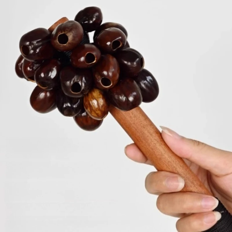 

Fruit Shell Wooden Handle Bell Portable Sound Therapy Hand Bell Meditation Relieve Diatonic Bells Spiritual Relax Instruments