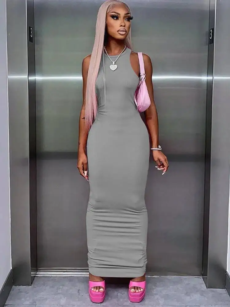 مضلع مثير Y2K ملابس بلا أكمام Bodycon فساتين ماكسي للنساء نادي حفلة عيد ميلاد الشارع الشهير ملابس أنيقة الوردي 9ZYM