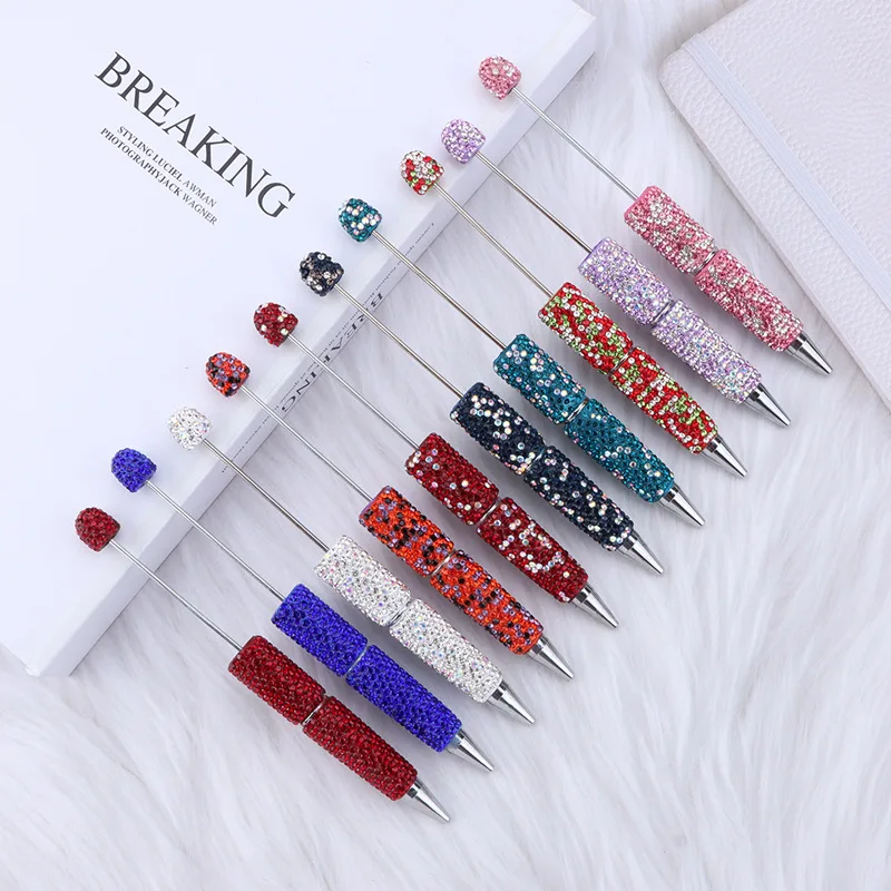 50pcs DIY Diamond-encrusted Bead Pen Handmade Full Diamonds Personalized Luxury Beading Creative Gift Ballpoint Pens for Writing