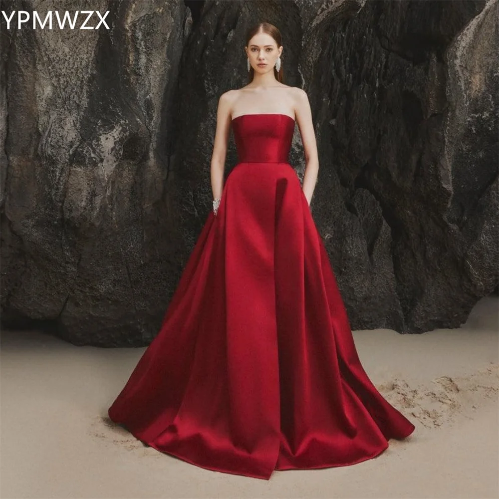 Customized Prom Gown Evening Formal Dress Party Occasion YPMWZX Strapless Ball Floor Length Skirts Draped Sleeveless Bespoke Occ