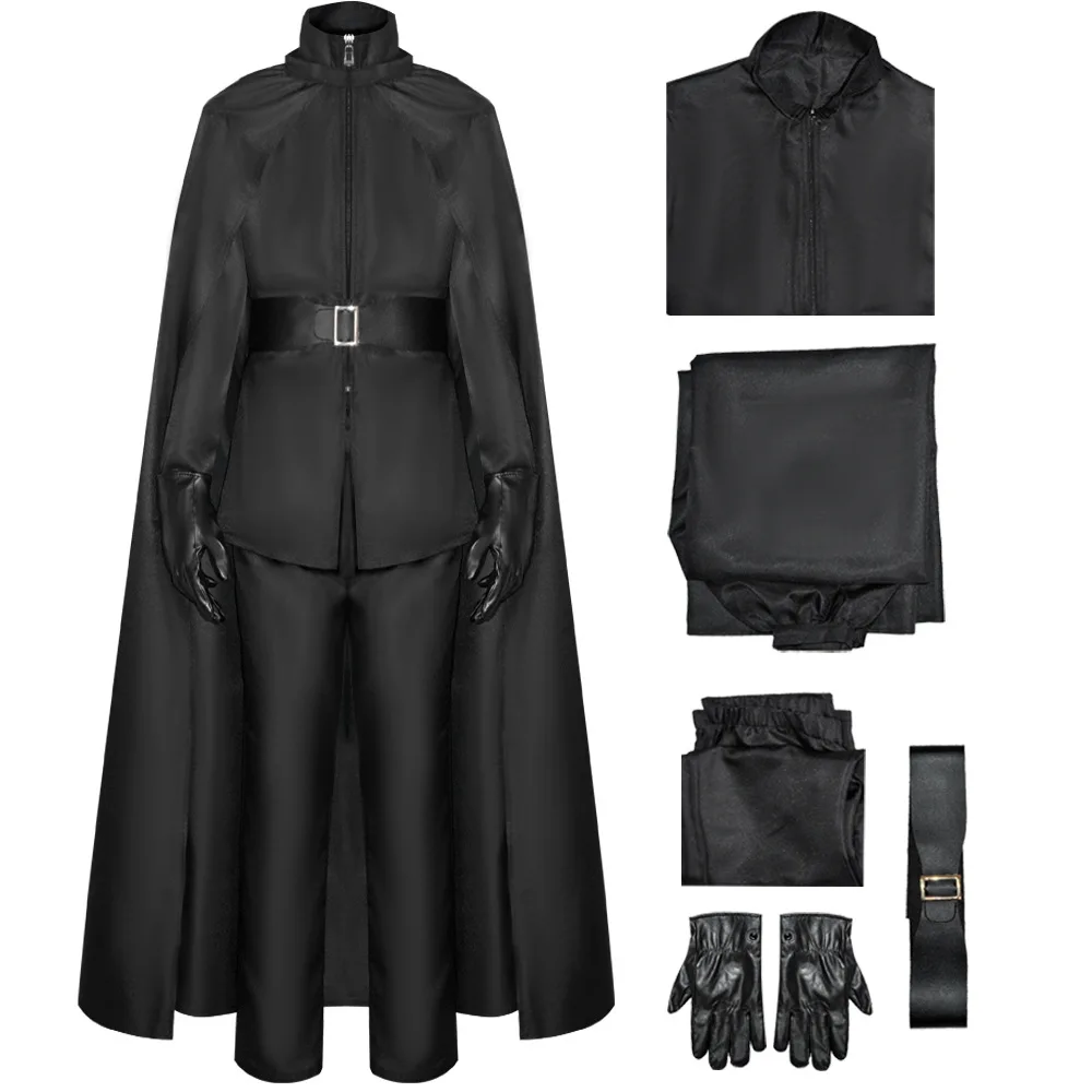 

Black Uniform Cape Movie Cosplay Costumes Medieval Long Cloak Halloween Carnival Party Dressing Unisex Outfit Suit Prop