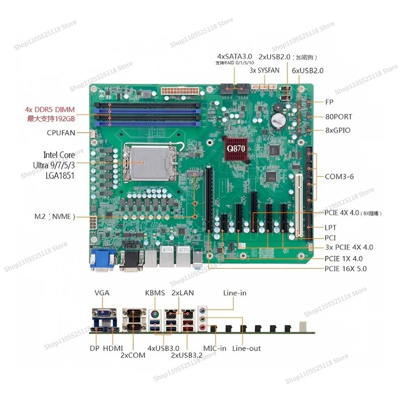 For Industrial Main Board Vision Computer 15th Generation High Performance ATX Industrial Master Multi-network Multi-string