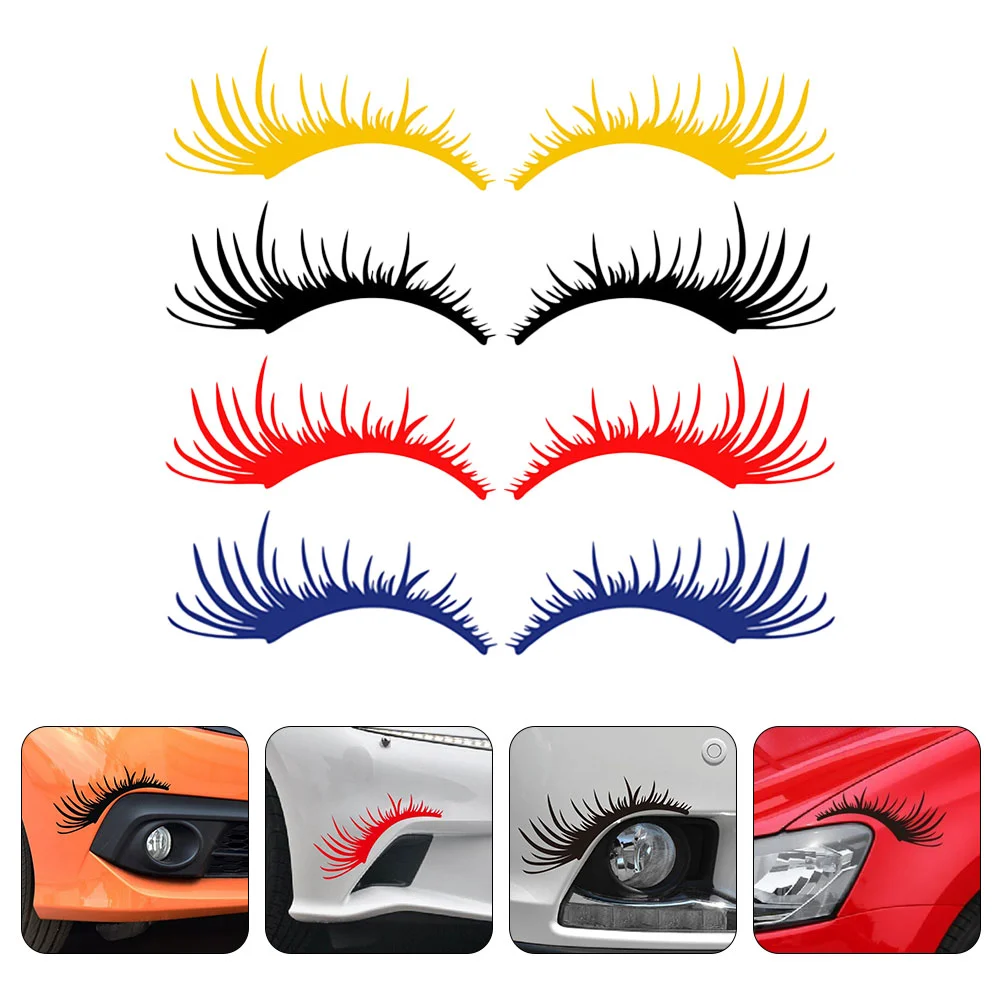 

4 Pairs Car Stickers Eyebrow Decal Decals Body for Trucks Funny Pet Material Decoration Lashes Headlights Any