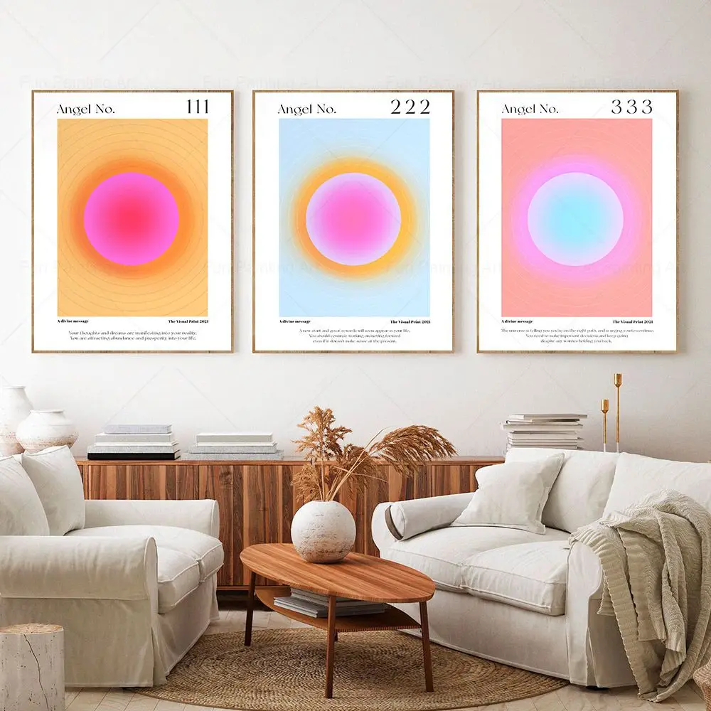 

Angel Number Poster Positive Quote Halo Energy Canvas Painting Spirit Gradient Art Print Nordic Wall Picture Living Room Decor