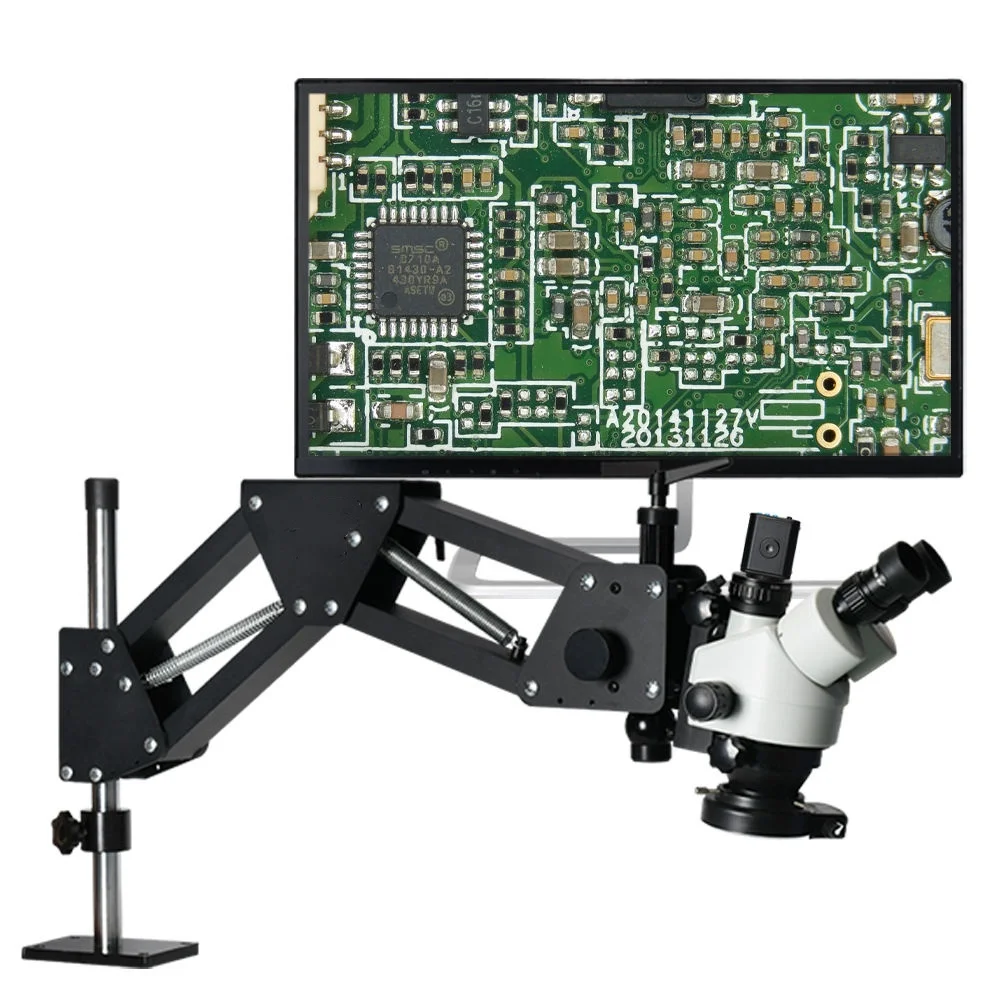7X-90X trinocular multidirectional microscope magnifying glass holder diamond setting 2k microscope jewelry optical tool camera
