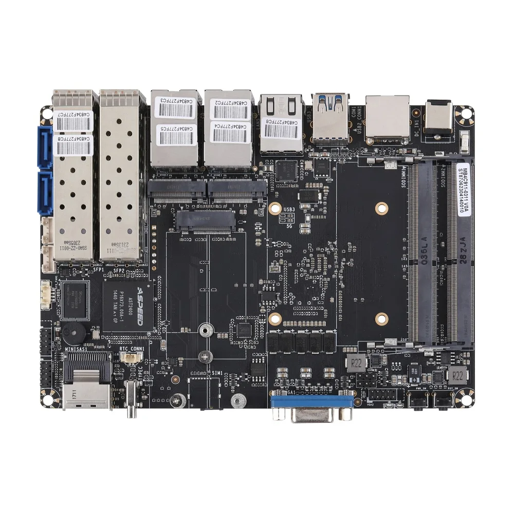 Atom-Mini servidor/ENRUTADOR Atom C3338R/ C3558R/ C3758R/C3758R integrado, 4x10G SFP +/ 5x Intel 2,5G LAN/ Mini SAS/consola/VGA, 1 unidad