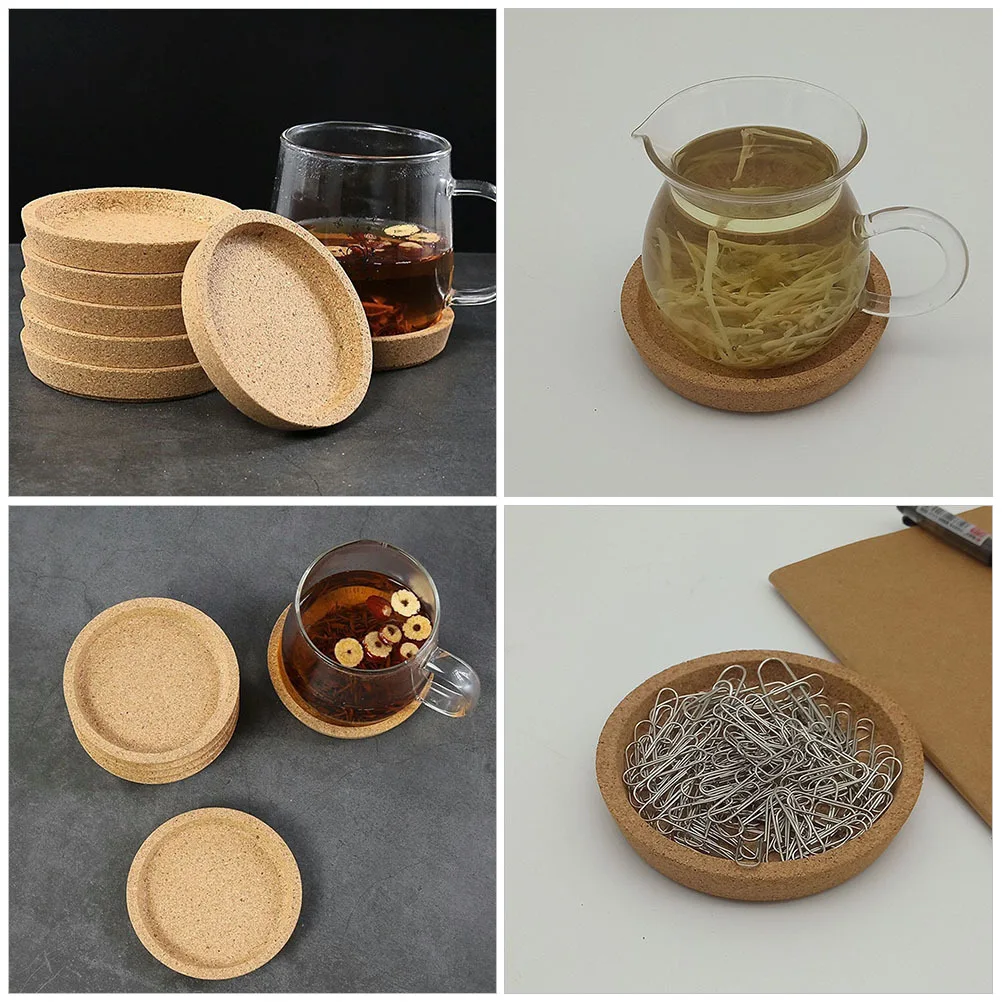 

10Pcs Soft Cork Coasters Thick Heat Resistant Round Drink Cup Mats Non Slip Reusable Home Office Decorative Table Placemats