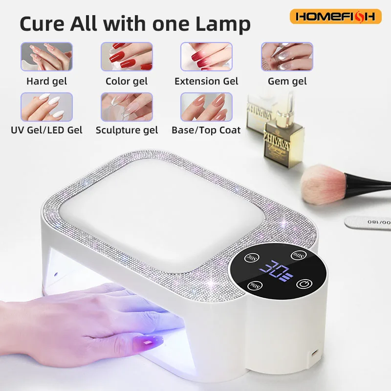 مصباح جل وسادة اليد القابل لإعادة الشحن من Homefish - معالجة بالأشعة فوق البنفسجية للأظافر، معدات منزلية محمولة سريعة الجفاف #2