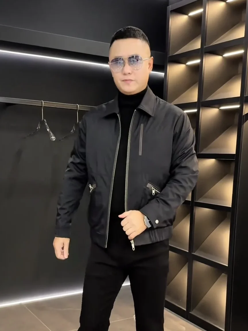 

Fashionable Casual Men's Jacket Coat Stand Collar Zipper Decoration Standard Fit Long Sleeve Antibacterial Cool Style Autumn ...