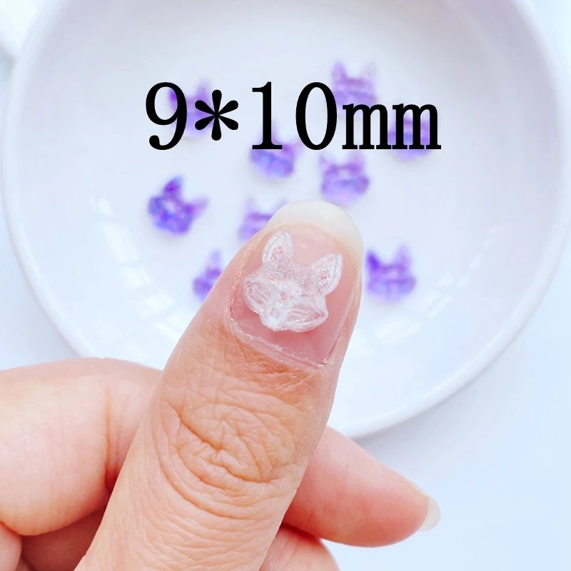 50Pcs New Cute Mini 9*10mm Shiny Fox Head Series Resin Flatback Cabochon Ornament Jewelry Making Hairwear Accessories