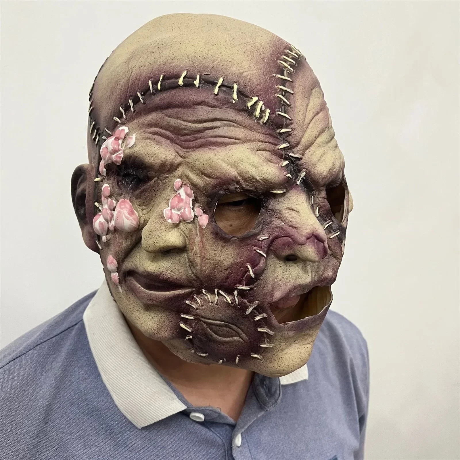 Three-Faced Rubber Demon Devil Full Head Latex Mask Demon Ball Halloween Party Cosplay Costume Licensed Devil Face Scream Ghost