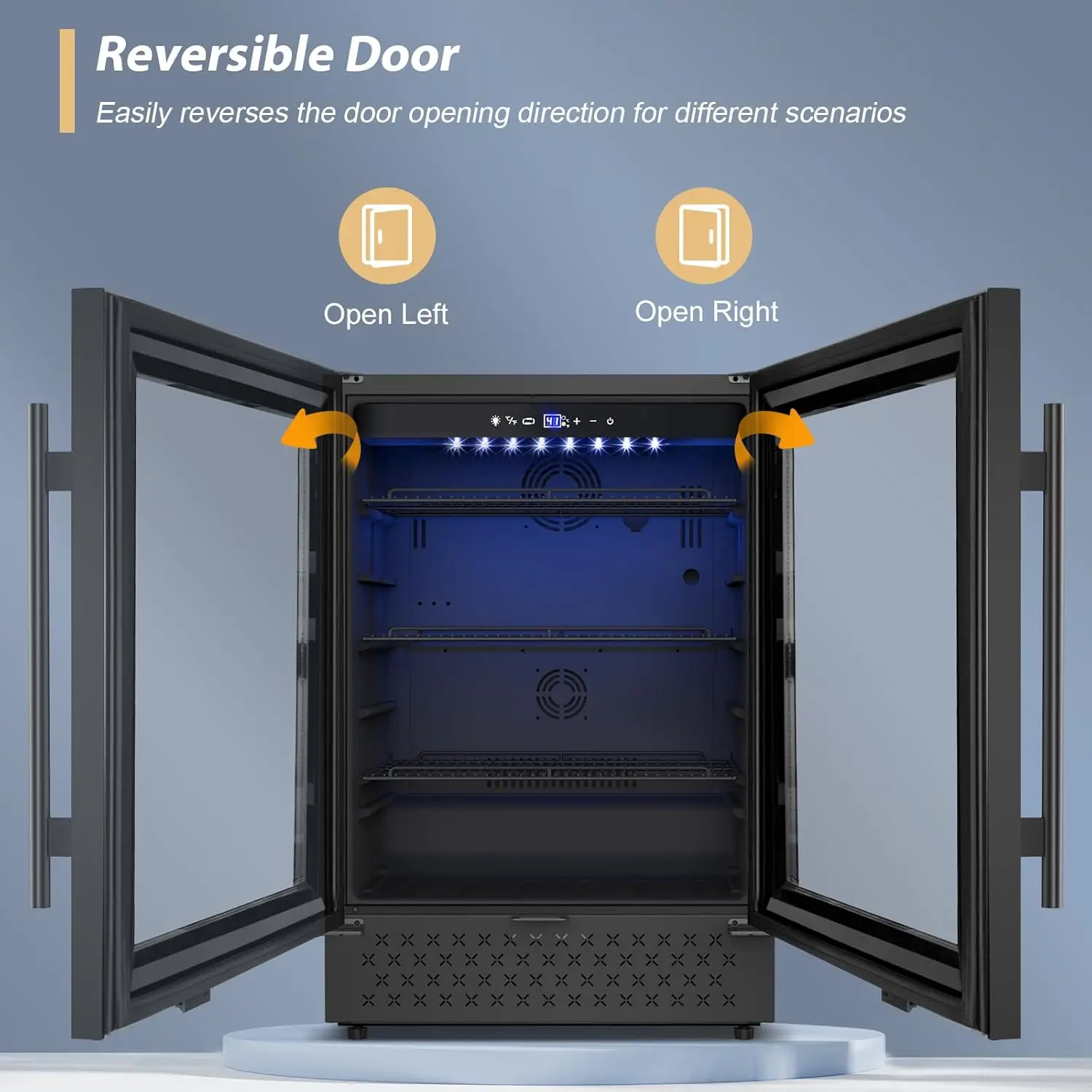 ثلاجة 24 بوصة، ثلاجة مشروبات قائمة بذاتها، مبرد مشروبات 190 علبة مع باب زجاجي، تبريد سريع - للبيرة