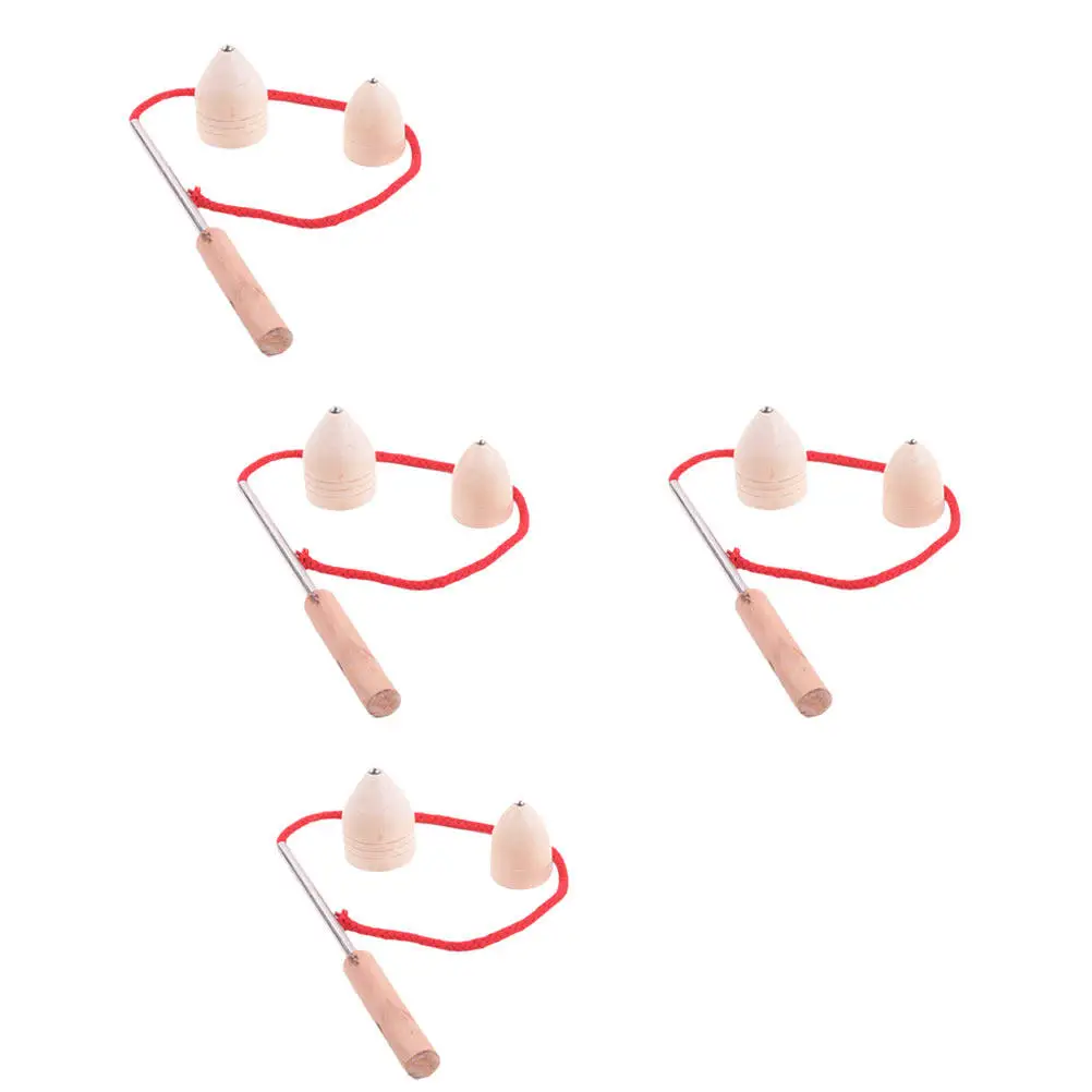 4Sets Wooden Tops Spinning Game Traditional Mexican Handcrafted Wooden Tops for Kids Teens Exercise Coordination Balance