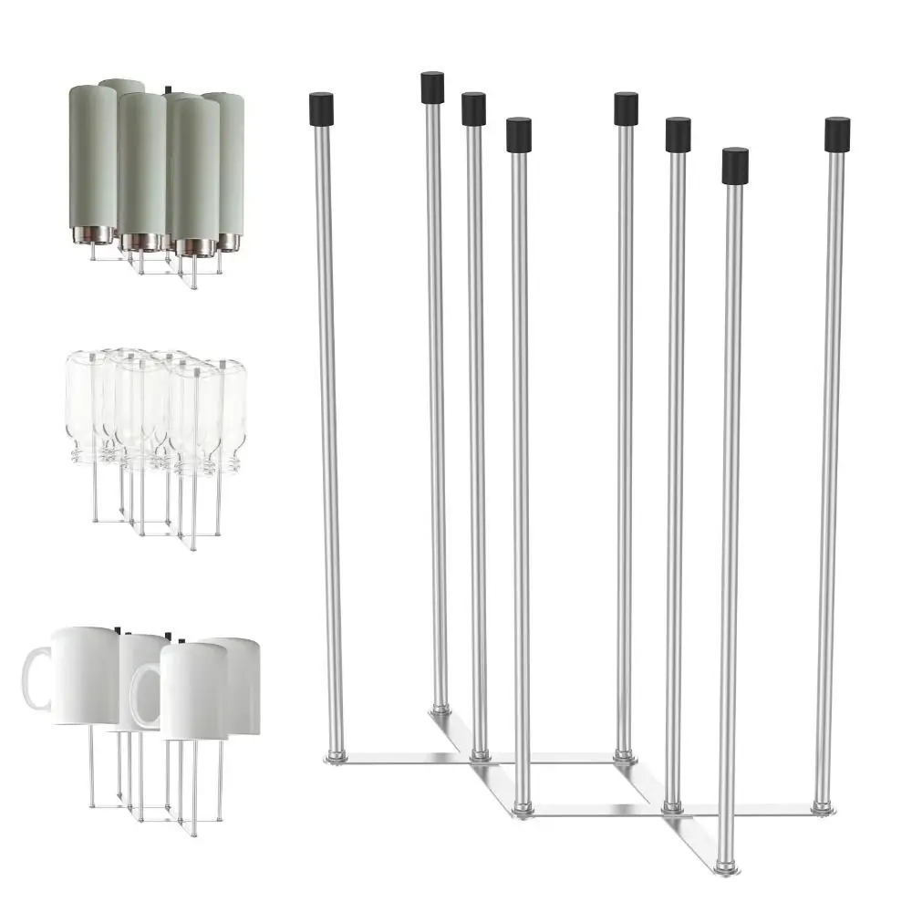Foldable Bottle Drying Rack Stainless Steel Vertical Cup Storage Draining Stand Retractable Bottle Dryer Holder Water Bottle