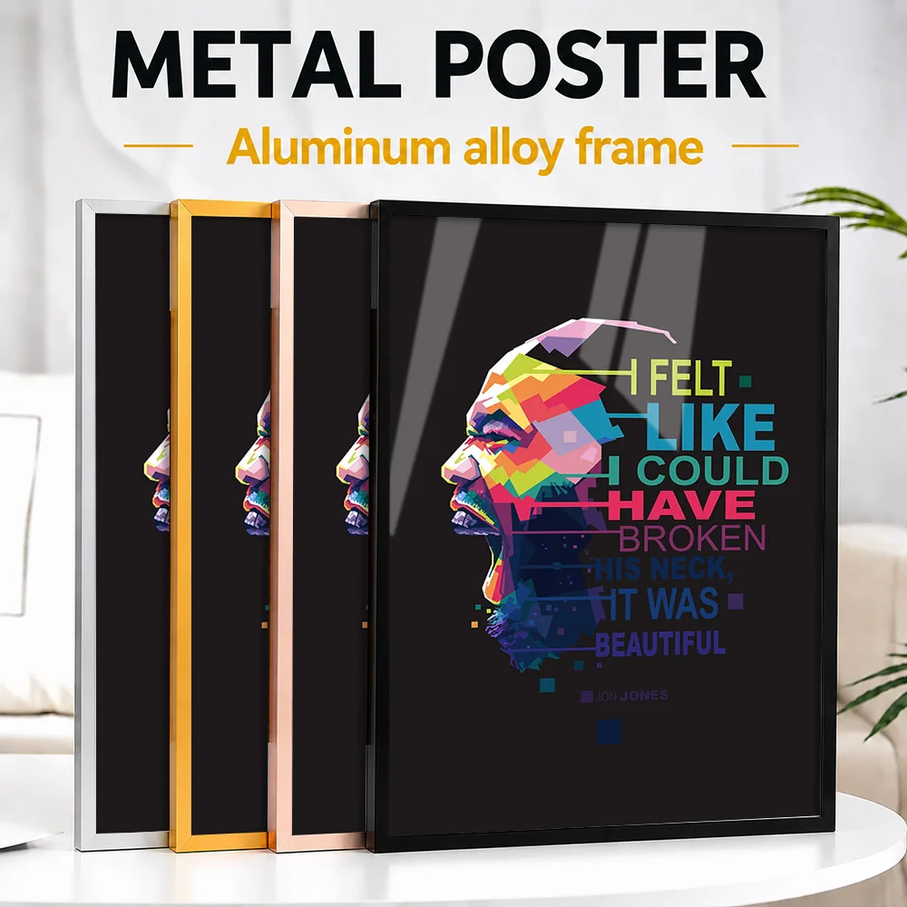 Jon Jones MMA Quote Portrait Framed Metal Poster Personalized Victory Tribute Wall Art For Combat Sports Fans Decorating Gym